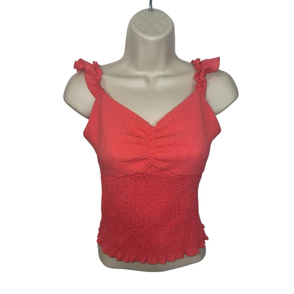 BLUE RAIN BY FRANCESCA'S Women's Size Medium Coral Smocked Cropped Top